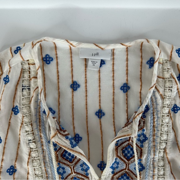 J. JILL “Lilah” Embroidered Sleeveless Tank Blouse V-Neck Boho Tasseles - Picture 7 of 14